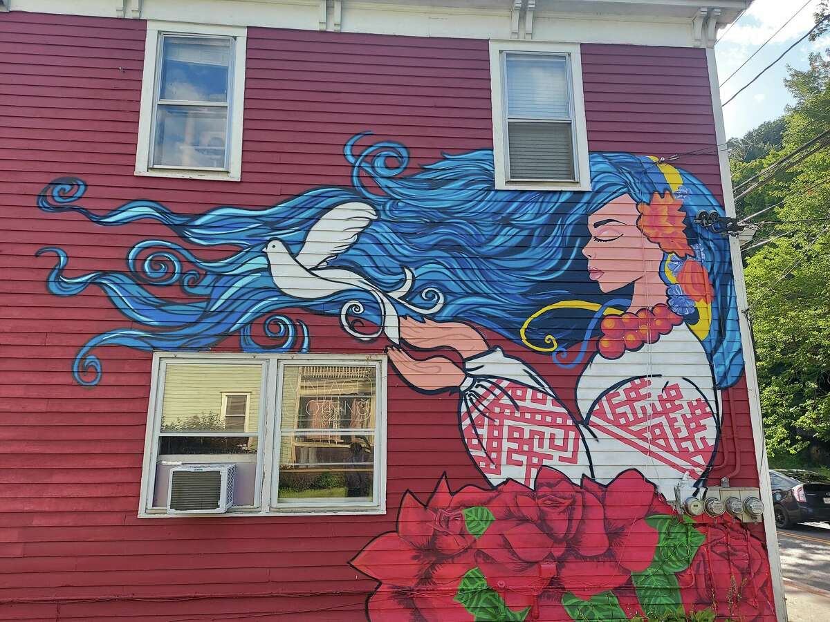 One of the Rosendale murals that Lady Pink painted this summer.