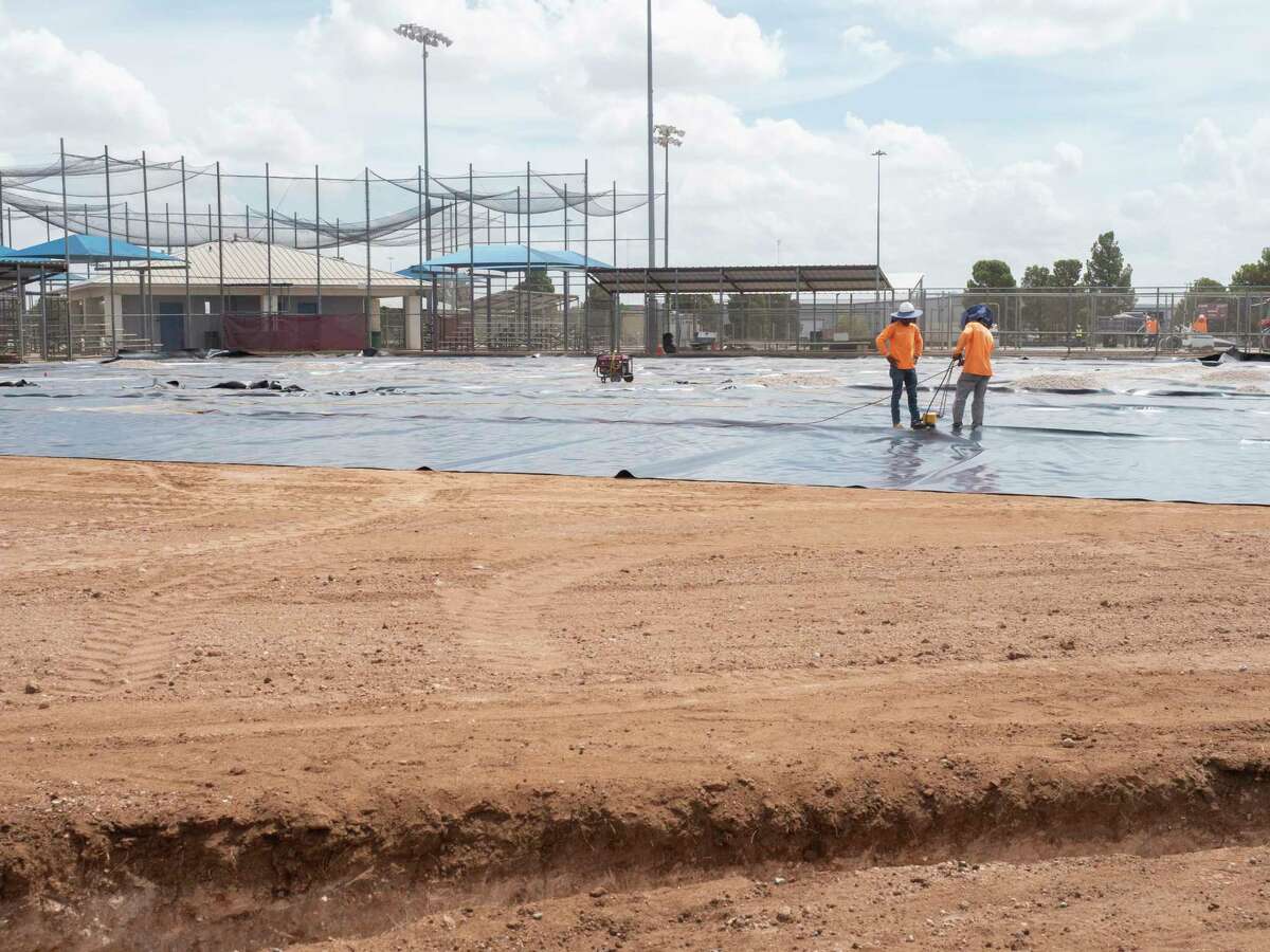 Baseball and softball fields at Beal Park are getting a make-over 08/17/2022 as they are converted to all artificial turf fields. Tim Fischer/Reporter-Telegram