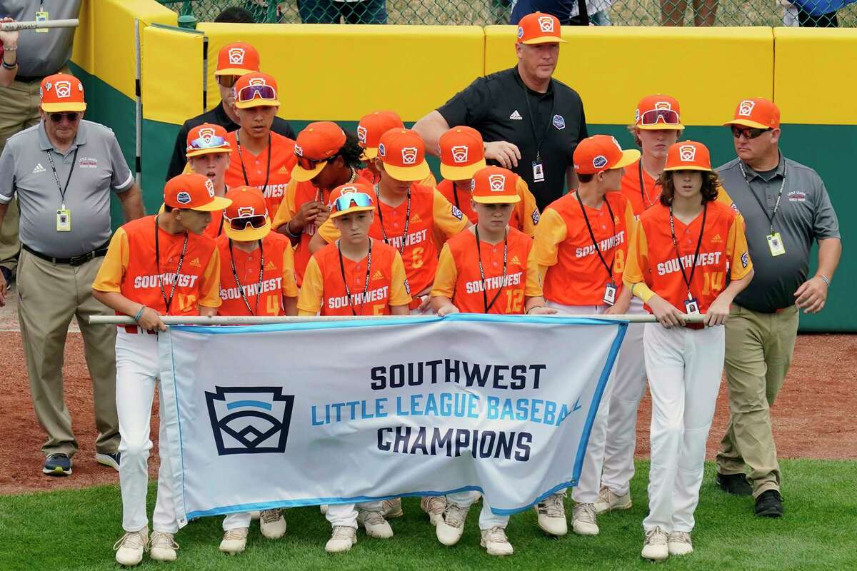 Southwest Region Champion Little League team from Pearland, Texas participates in the opening ceremony of the 2022 Little League World Series baseball tournament in South Williamsport, Pa., Wednesday, Aug 17, 2022. (AP Photo/Gene J. Puskar)