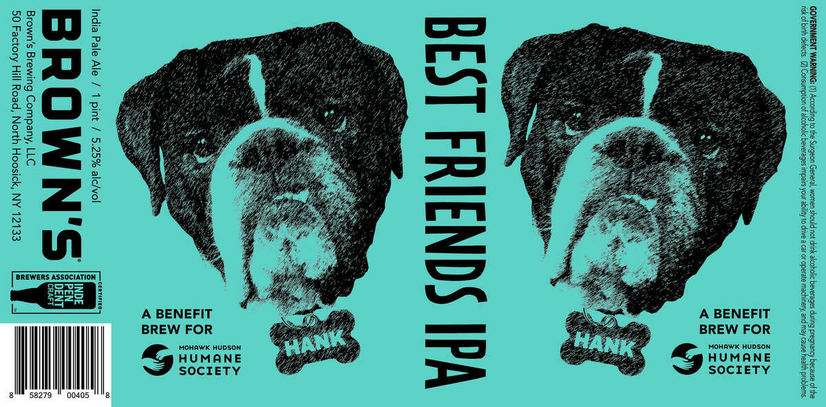 Last year's label features contest winner and English bulldog Hank, who received the most votes from the public. 
