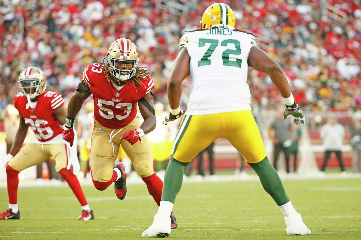 San Francisco 49ers defensive end Kemoko Turay (53) and Houston