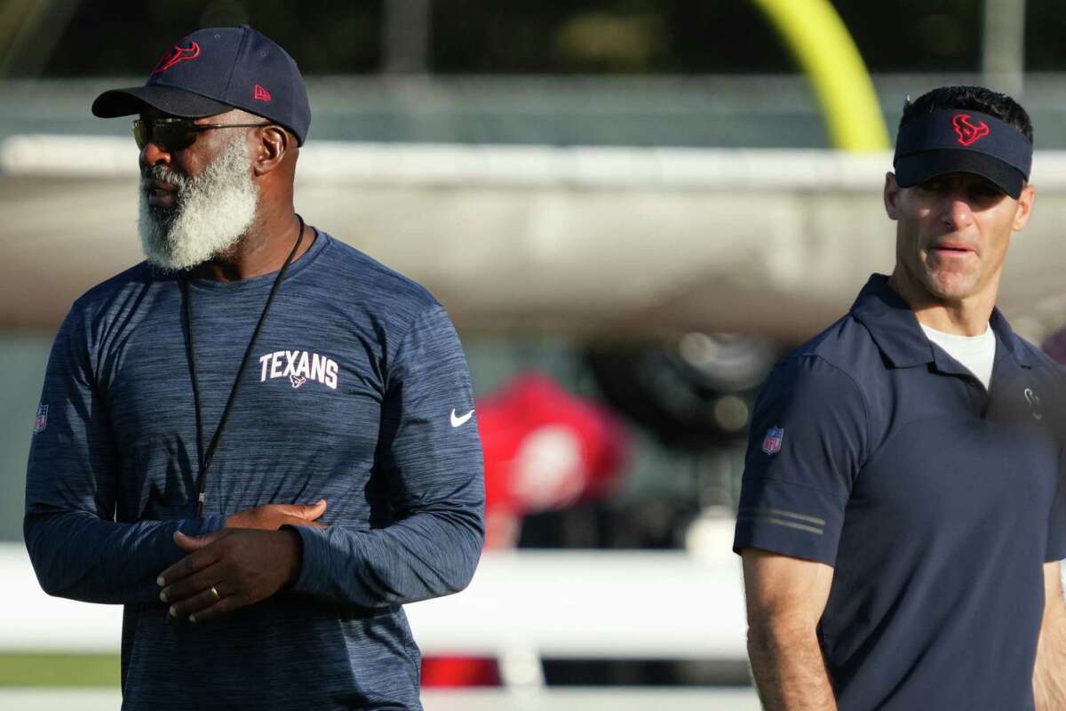 Whether the Texans pick first or second in this year's NFL draft, coach Lovie Smith, left, and general manager Nick Caserio want to find a player who can keep them from splintering.