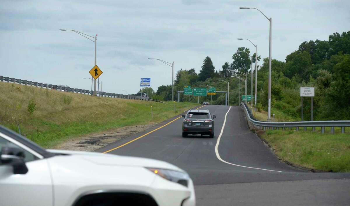The state Department of Transportation finished repaving Route 7 near the I-84 interchange and the Danbury Fair mall, including the on and off ramps. Wednesday, August 17, 2022, Danbury, Conn.