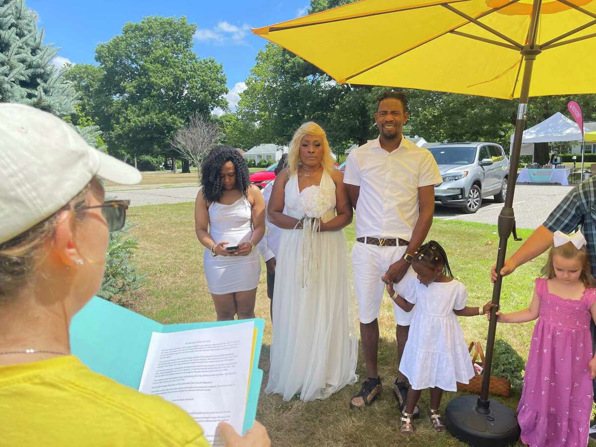 Nicole Wilson and Garth Lewis were married Aug. 6 at Franklin Plaza during the farmers market. The ceremony was conducted by Beth Zukowski, owner of Better Baking by Beth and a justice of the peace.