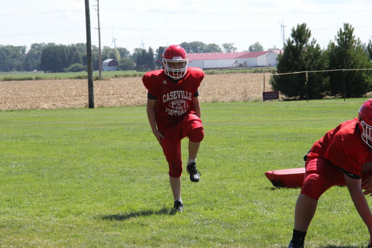 Caseville practiced blocking schemes and their offensive playbook Wednesday, Aug. 17.
