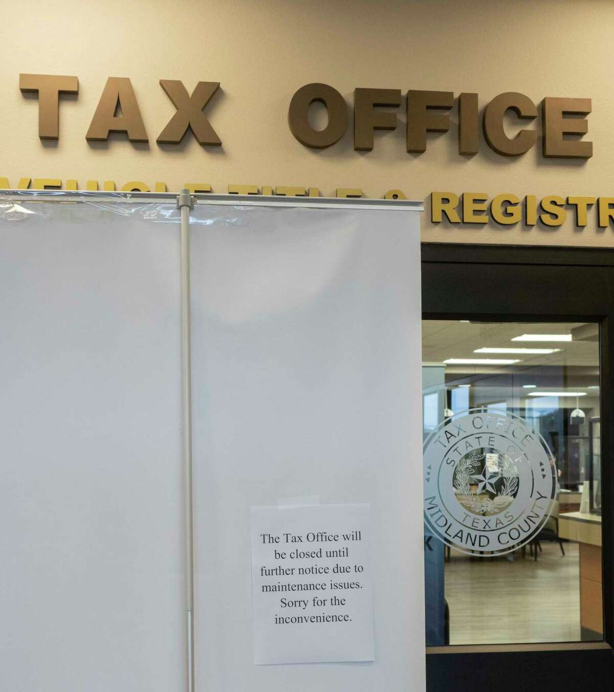 The Midland County tax office had to close the office 08/18/2022 in the Annex Building after heavy overnight rains caused damage in the office. Tim Fischer/Reporter-Telegram