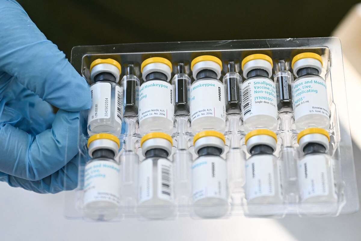 Vials of the JYNNEOS Monkeypox vaccine are prepared at a pop-up vaccination clinic in Los Angeles, California, on Aug. 9, 2022. (Patrick T. Fallon/AFP via Getty Images/TNS)