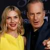 Rhea Seehorn, left and Bob Odenkirk at the Saul premiere in April 2022.