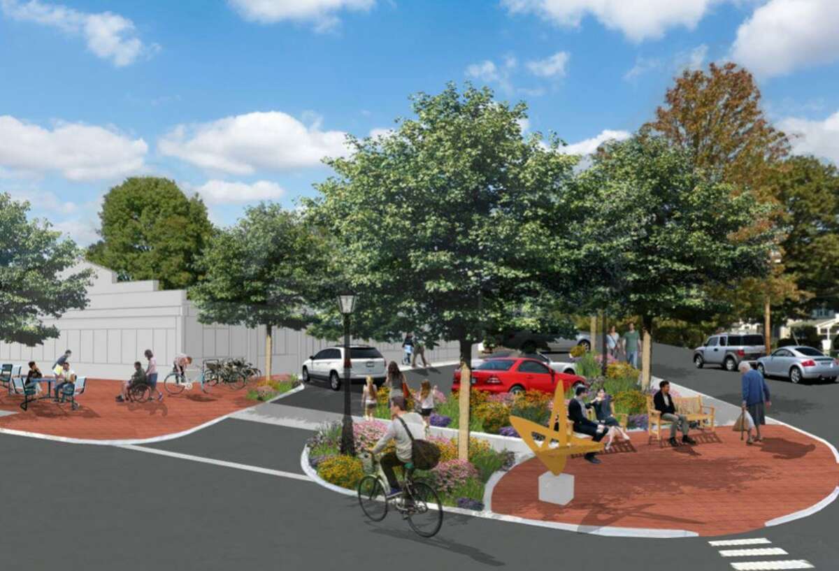 Artist rendering of the Four Corner Project, which aims to beautify Stratfield and make it more accessible for pedestrians and cyclists.