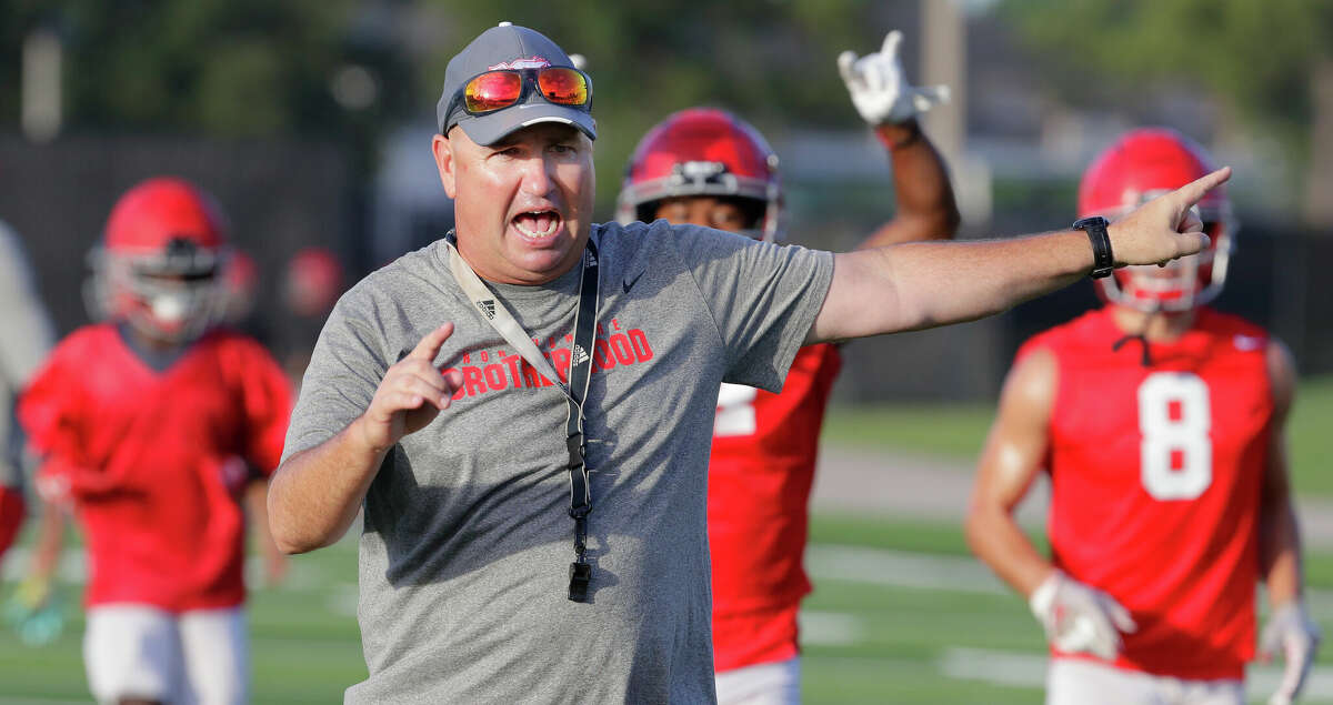 North Shore head coach Jon Kay during the first day of football practice at the campus stadium Monday, Aug. 8, 2022 in Houston, TX.