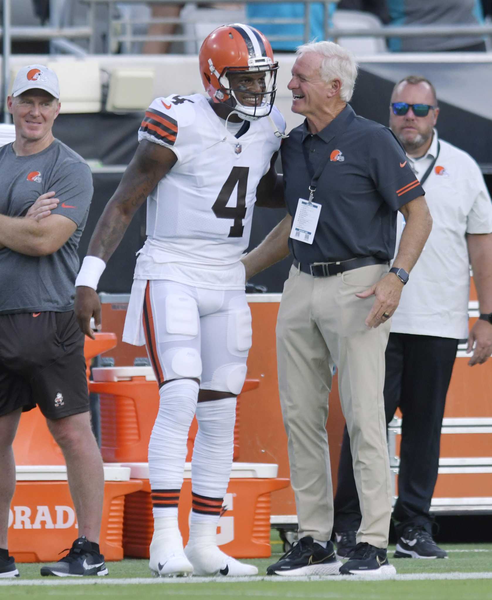 Deshaun Watson speaks before Browns' preseason opener vs. Jaguars