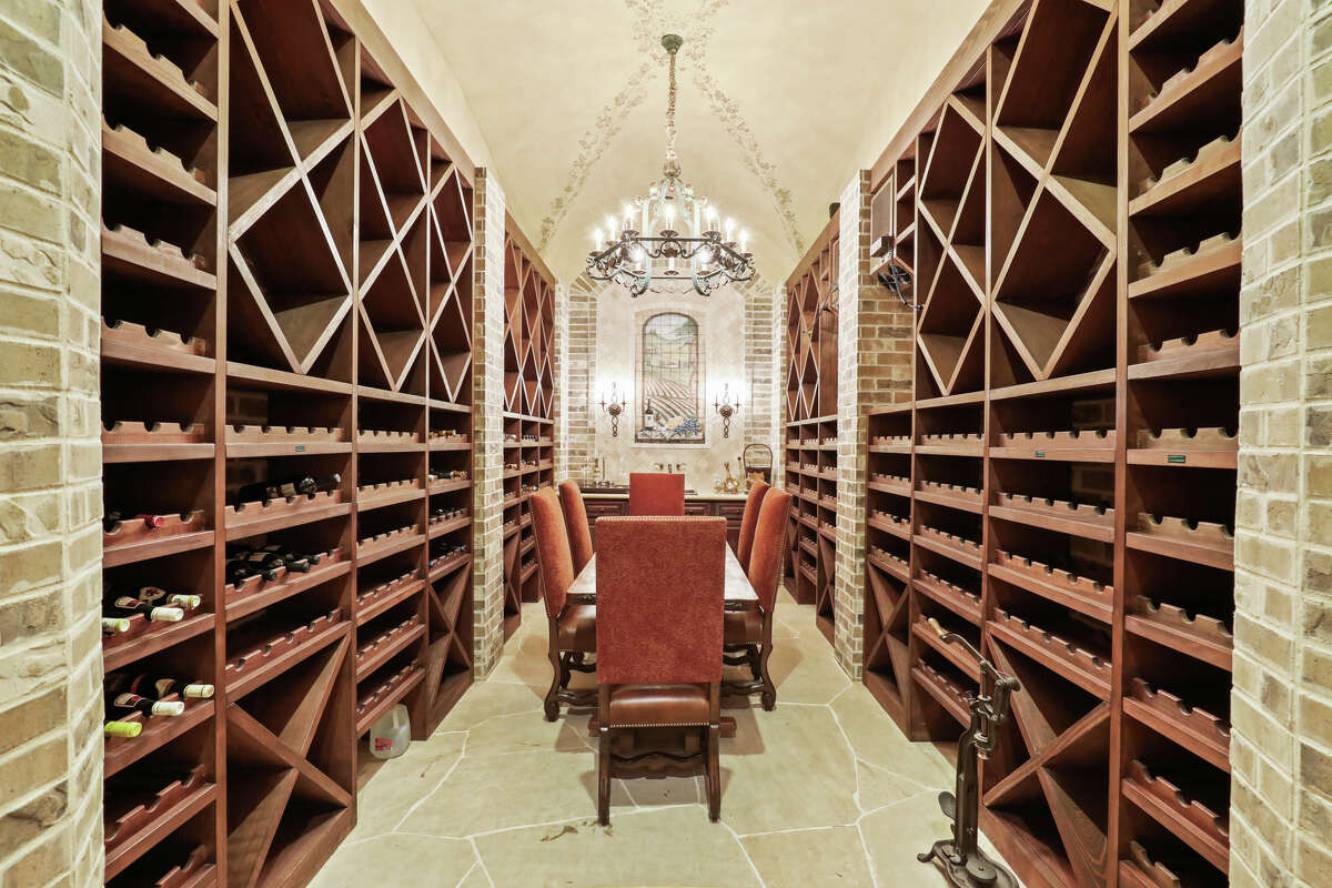 The wine cellar which contains more than 300 bottles.