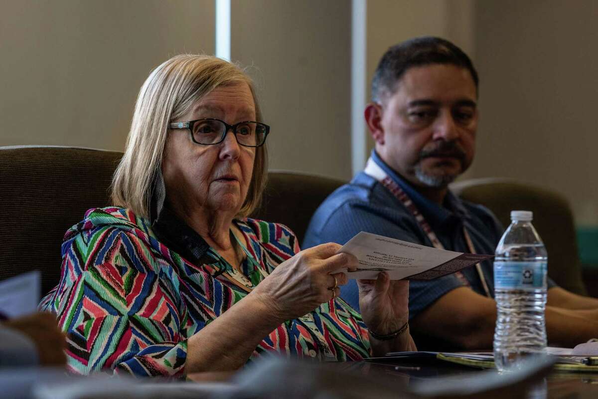 Bexar County Elections Administrator Jacque Callanen attends a Bexar County Election Board meeting at the Paul Elizondo Tower on Monday. (Kaylee Greenlee Beal/Contributor)