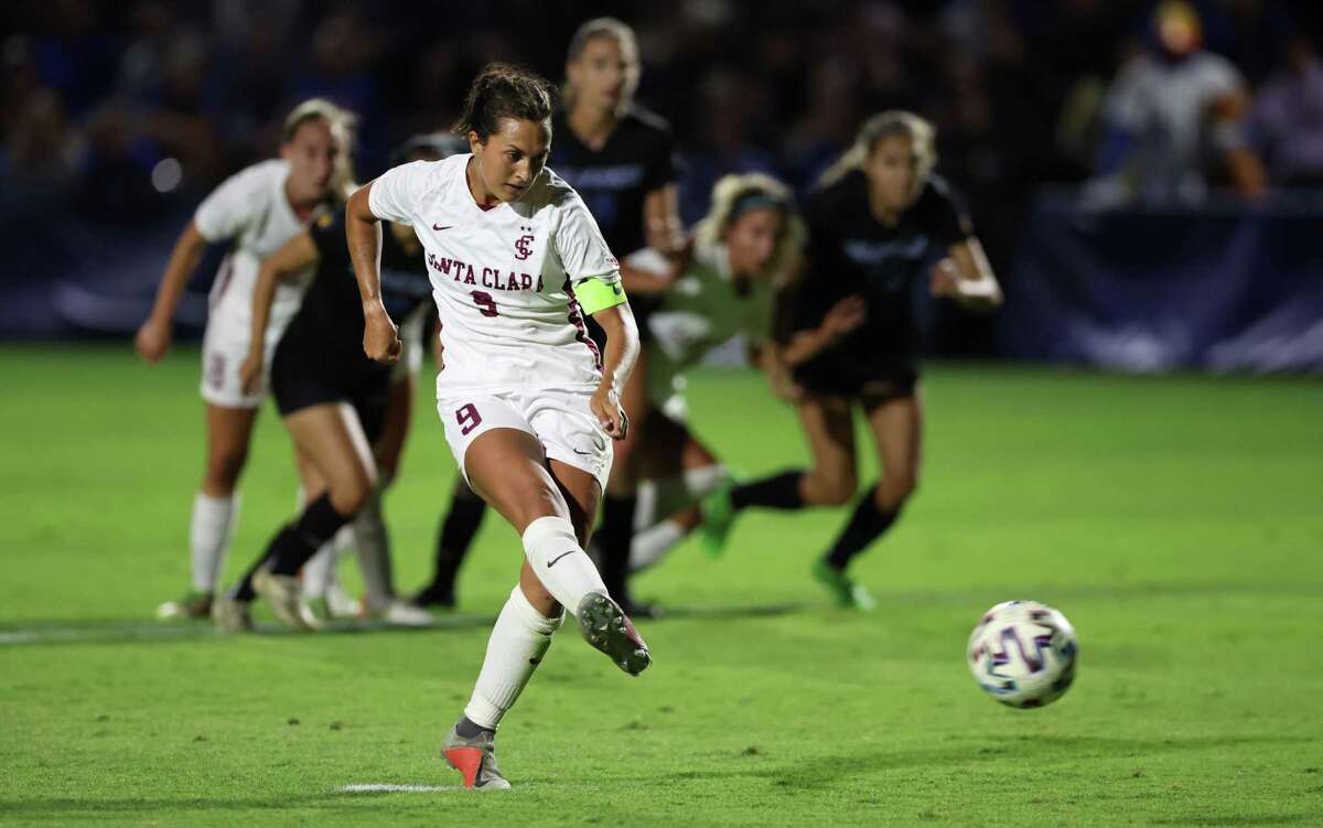 Izzy D'Aquila, here in an August game against San Jose State, pushed Santa Clara past Cal and into the second round Saturday with a goal 27 seconds before the end of double overtime.