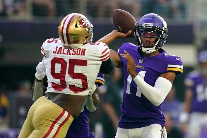 San Francisco 49ers offensive lineman Alfredo Gutierrez (77) stands on the  sideline during an NFL preseason football game against the Green Bay  Packers, Friday, Aug. 12, 2022, in Santa Clara, Calif. (AP