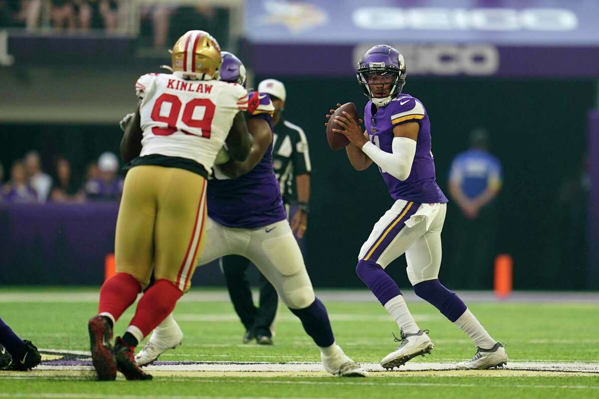 Minnesota Vikings wide receiver Trishton Jackson in action against the San  Francisco 49ers during an NFL preseason football game, Saturday, Aug. 20,  2022, in Minneapolis. (AP Photo/Craig Lassig Stock Photo - Alamy