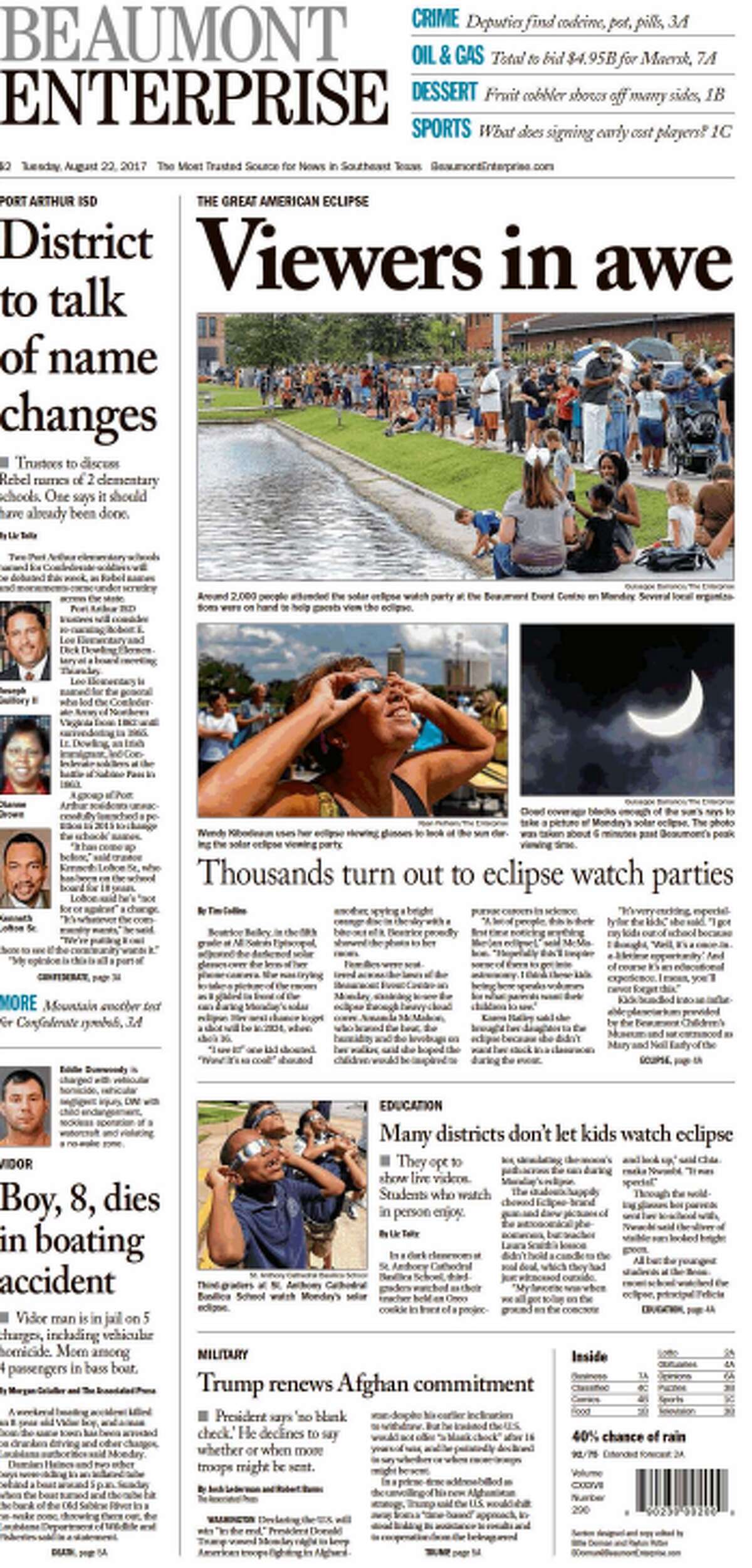 On this day five years ago, newspapers across the country recounted the previous day’s big event – one of the first solar eclipses I remember garnering such national attention.