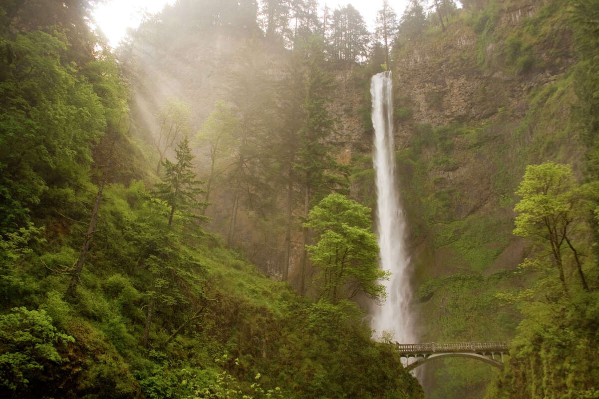 A view of Multnomah Falls in Oregon's Columbia River Gorge.