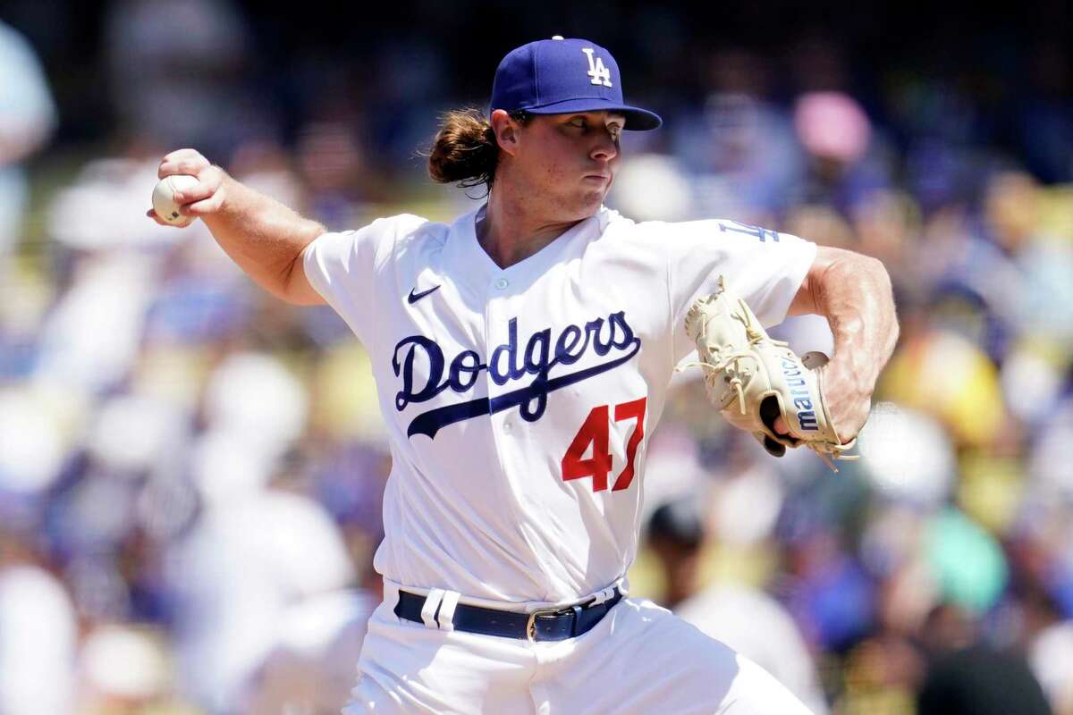 Los Angeles Dodgers starting pitcher Ryan Pepiot throws to a Miami Marlins batter during the fourth inning of a baseball game Sunday, Aug. 21, 2022, in Los Angeles. (AP Photo/Marcio Jose Sanchez)