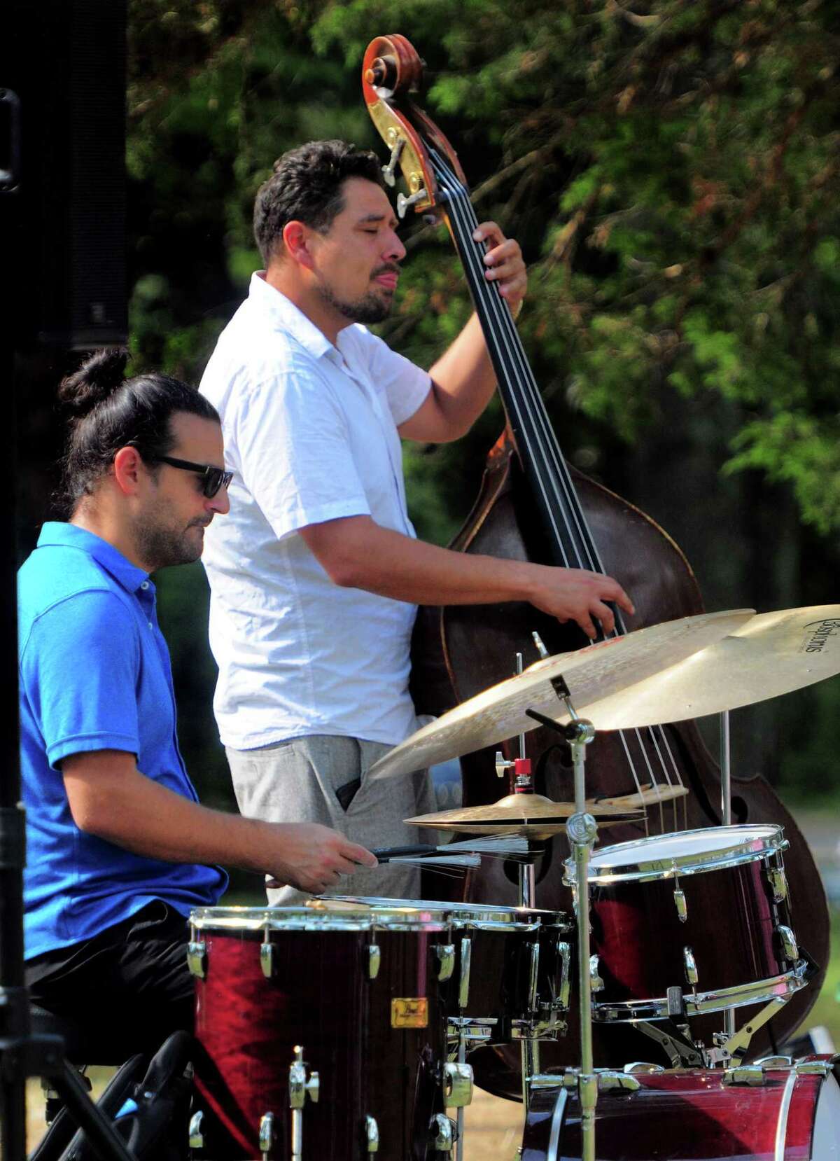 Dan Pugach on drums and Josh Hari on bass, with Oh La La! perform during the Friends of Greenwich Point Summer Concerts!