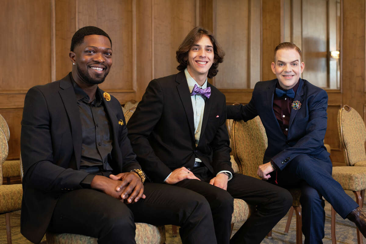 (Left to right) Olajide Sarayi, Sebastian Enriquez, and Frank Gonzalez at Laredo Country Club Friday, Aug. 19, 2022 for the Laredo Fashion Week Kick-Off Cocktail Event for the designers.