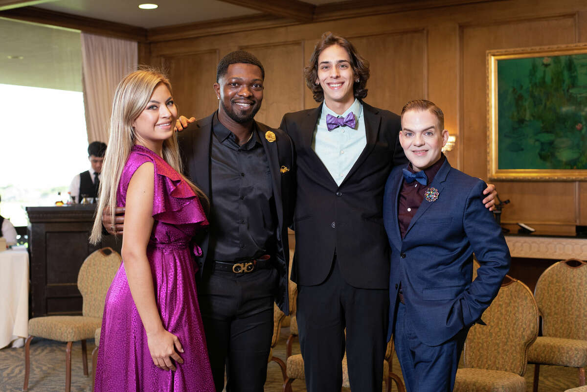 (Left to right) Ivana Aker, Olajide Sarayi, Sebastian Enriquez, and Frank Gonzalez at Laredo Country Club Friday, Aug. 19, 2022 for the Laredo Fashion Week Kick-Off Cocktail Event for the designers.