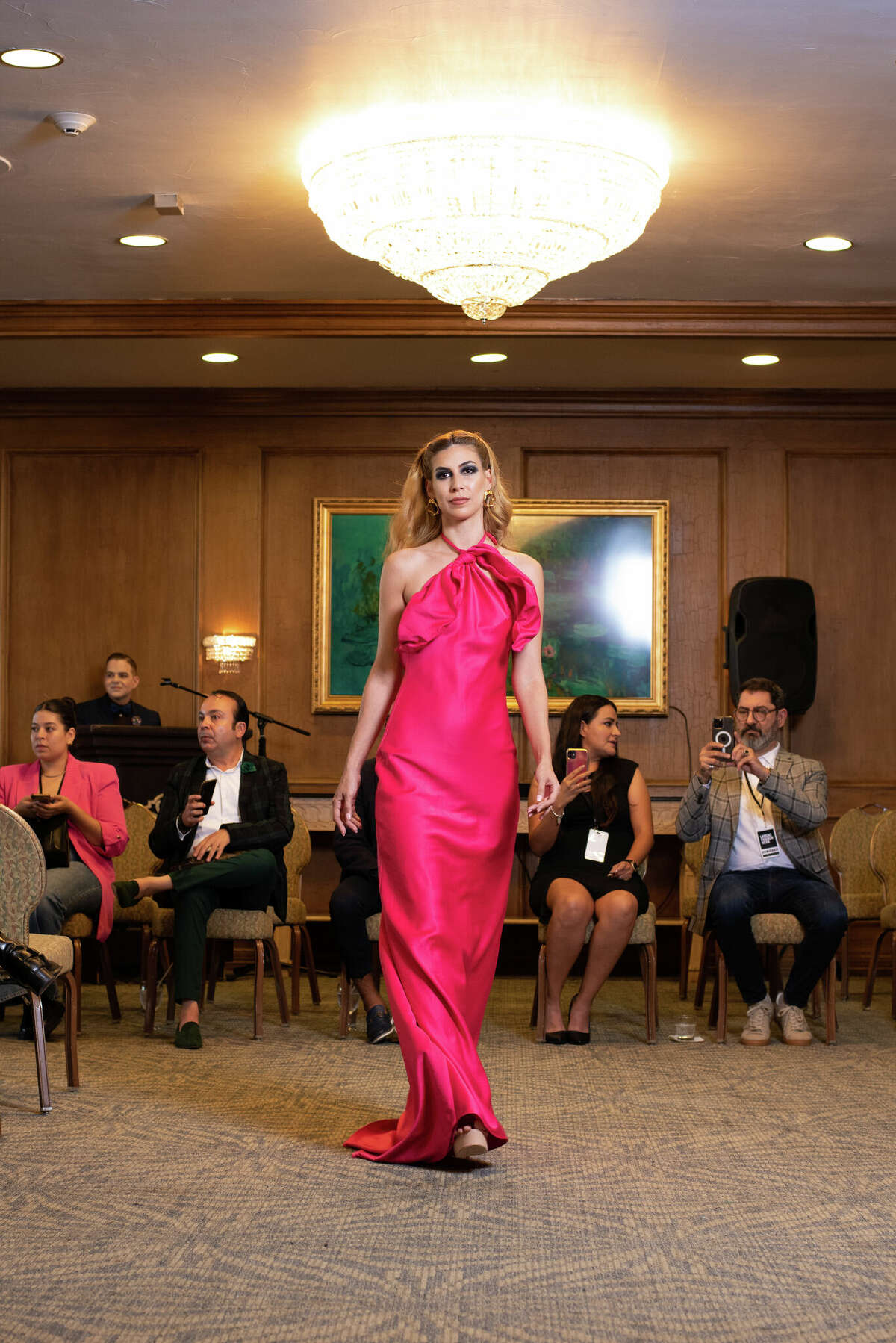 Model walking runway at Laredo Country Club Friday, Aug. 19, 2022 for the Laredo Fashion Week Kick-Off Cocktail Event for the designers.