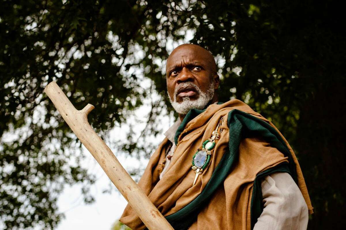 “The Tempest” is being performed by the Elm Shakespeare Co. at Edgerton Park in New Haven through Sept. 4. Shown here is L. Peter Callender, who plays Prospero.