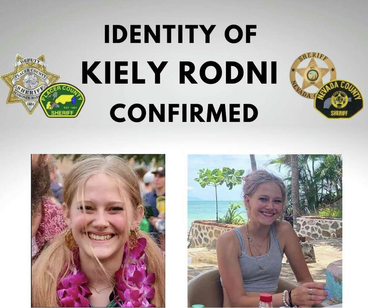 An image from a bulletin posted by the Nevada and Placer County Sheriff’s offices confirming that the body pulled from a Truckee reservoir was Kiely Rodni.