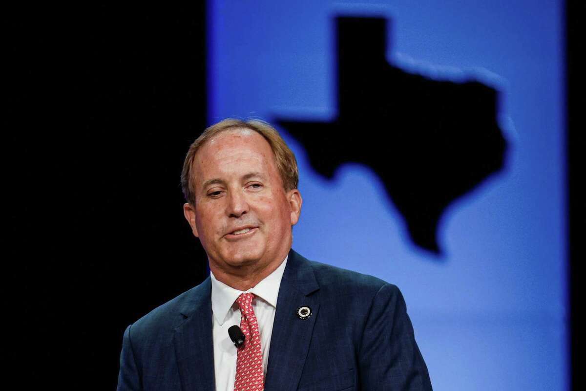 Attorney General of Texas Ken Paxton gave a speech during a general meeting as part of the 2022 Republican Party of Texas State Convention at the George R. Brown Convention Center in Houston on June 17, 2022. On June 24, Paxton declared the day an agency holiday to mark the U.S. Supreme Court's decision to overturn Roe vs. Wade. (Lola Gomez/The Dallas Morning News/TNS)