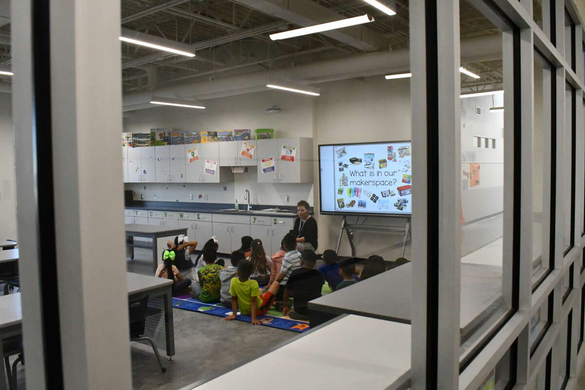 Class is in session in one of the new makerspace areas at Plainview North Elementary. This was one of the main features that was discussed throughout the construction process.  
