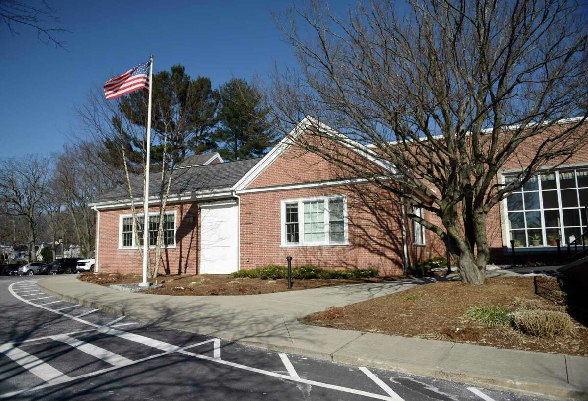 The Board of Education building in Darien, Conn., photographed on Tuesday, Feb. 15, 2022.