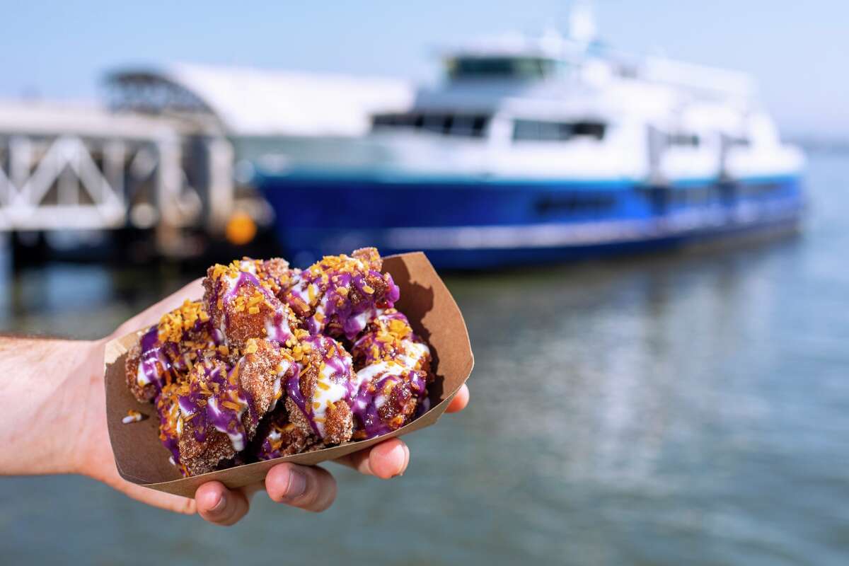 Señor Sisig's ube macapuno churros, exclusive to the San Francisco Ferry Building.