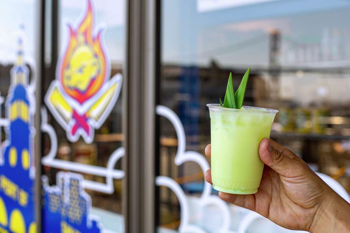 Señor Sisig's pandan iced tea, a San Francisco Ferry Building exclusive.