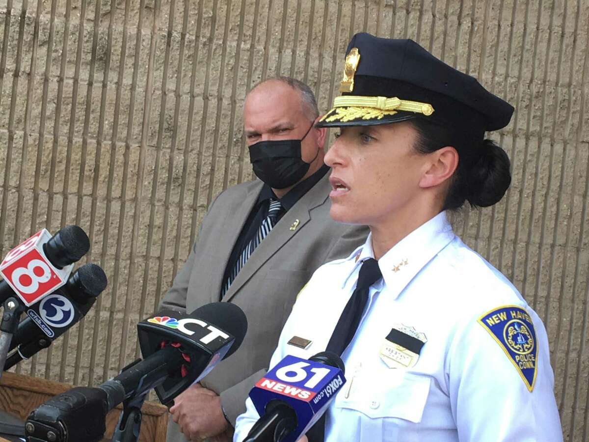 Then-New Haven Acting Chief of Police Renee Dominguez speaks on Tuesday, May 18, 2021. 