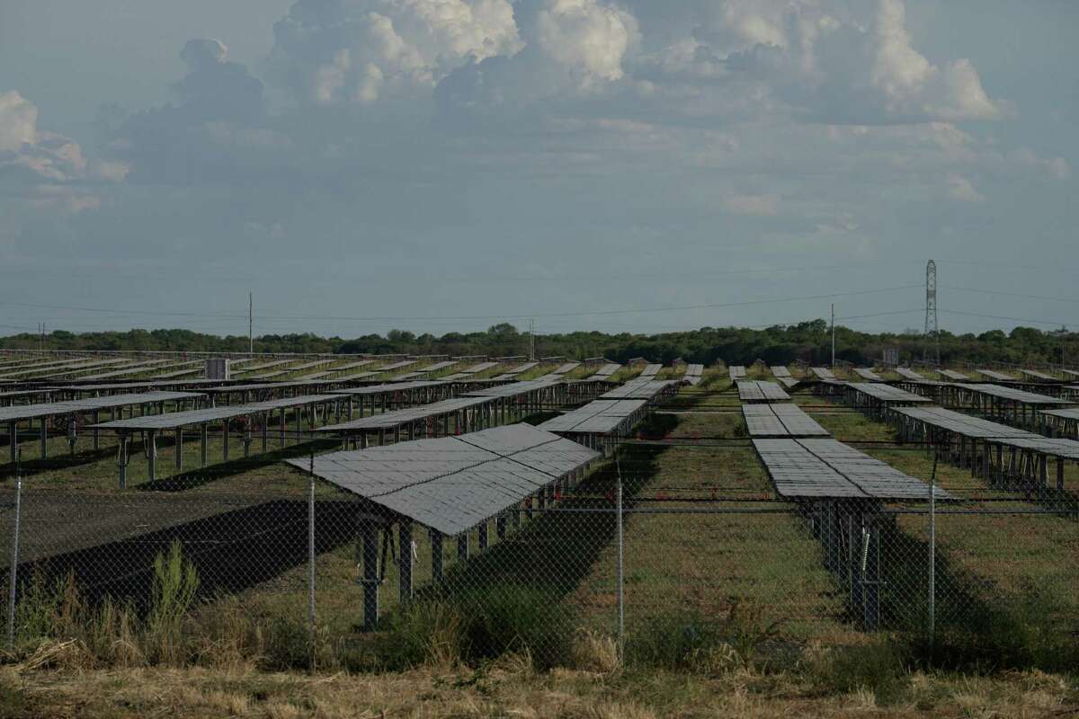 A solar farm located just outside the township Tuesday, Aug. 9, 2022, in Mart.