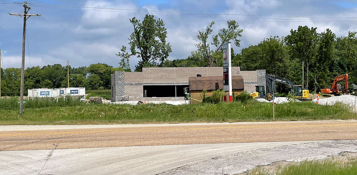 This Aug. 21 image is of the new Phillips 66 convenience store under construction on Route 143, just east of Interstate 55. The window forms have been created en route to the roof going on. 