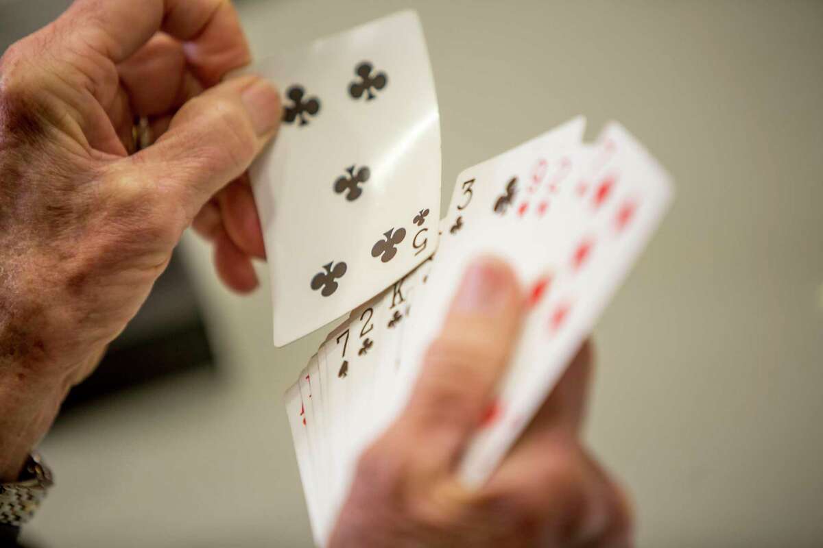 Card players join in bridge games at the Greenwich YWCA in October 2017.