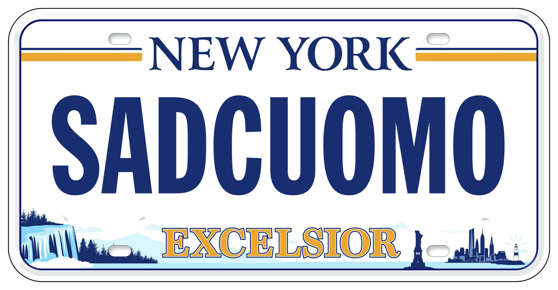 Expired 2020 New York License Plate – Excelsior Design, Random Letters/Numbers