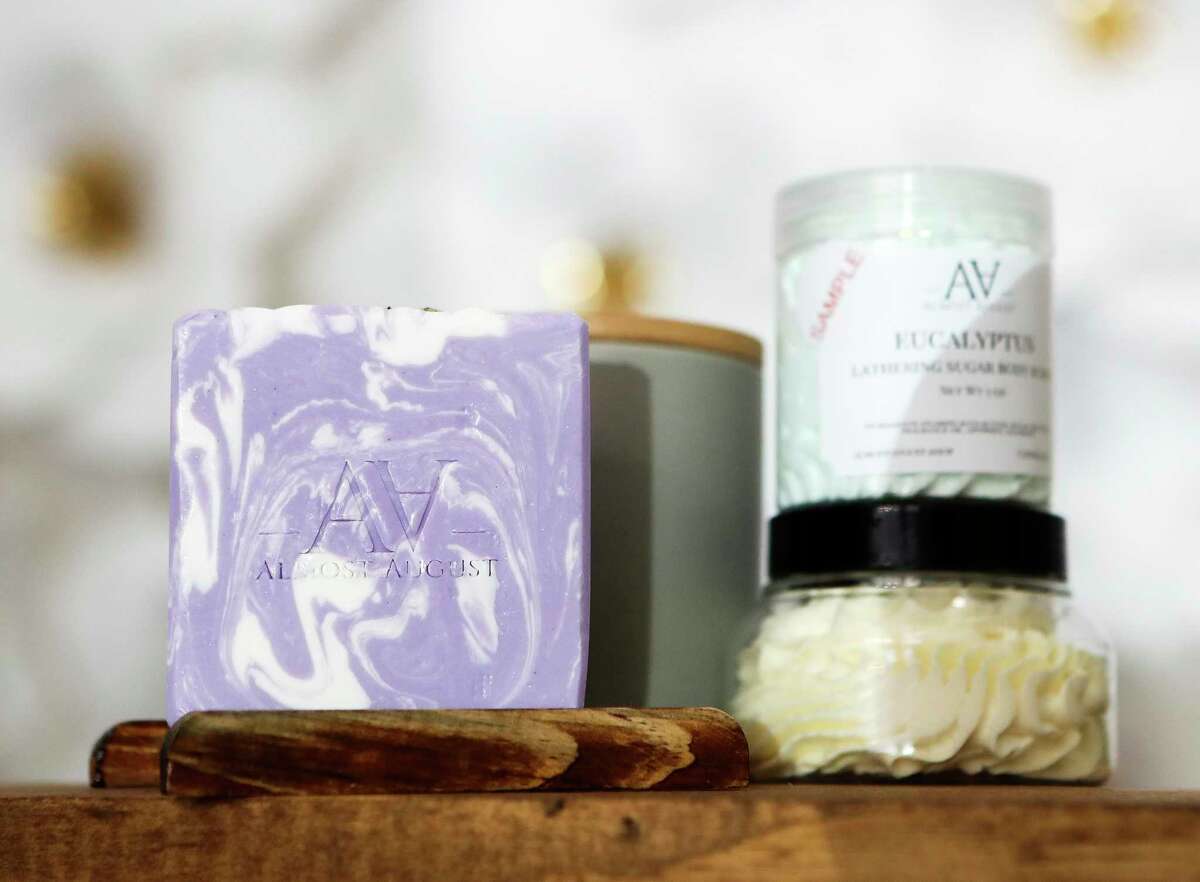 Almost August, a new business in downtown Conroe, allows customers to create an in-home spa experience with handcrafted shea butter soap, hand poured candles, linen spray, whipped body butter and lathering sugar scrubs.