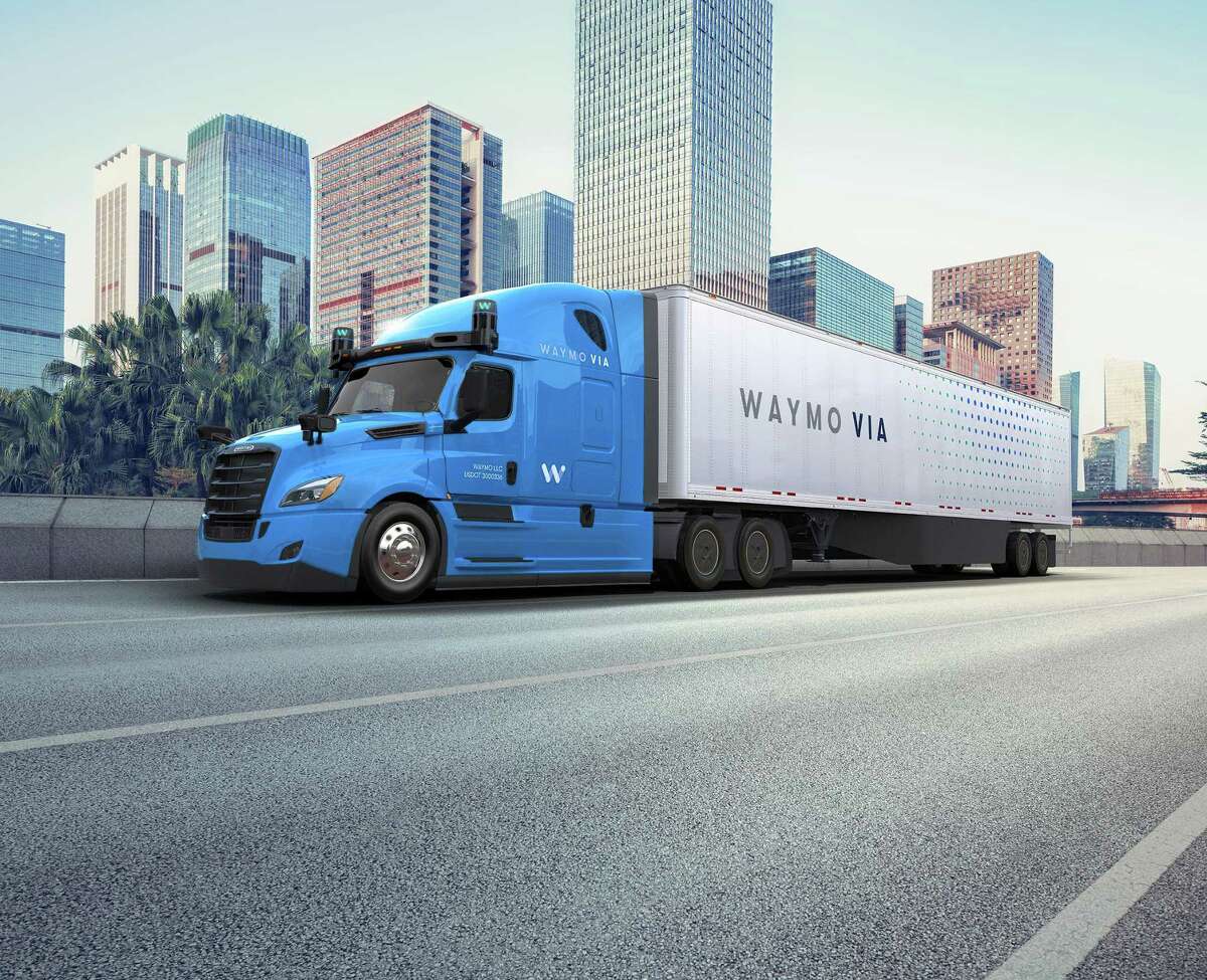 A Freightliner Cascadia outfitted with Waymo's autonomous driving system.