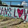 "Trans Love" mural atop East Rock in New Haven.
