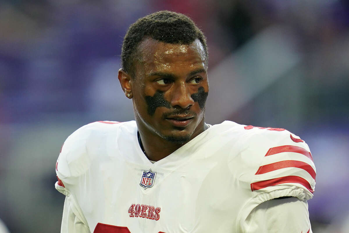 San Francisco 49ers safety George Odum looks on before an NFL preseason football game against the Minnesota Vikings on Saturday in Minneapolis.