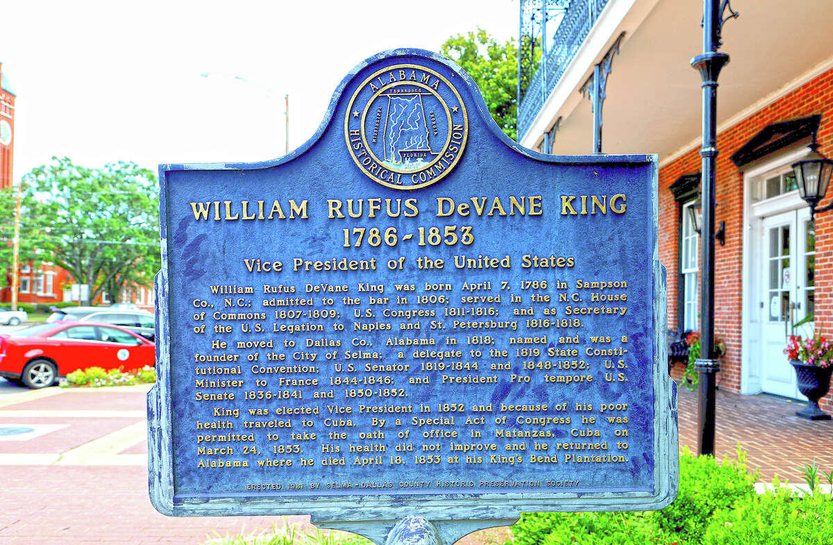William Rufus DeVane King's historic marker in Selma, Alabama.