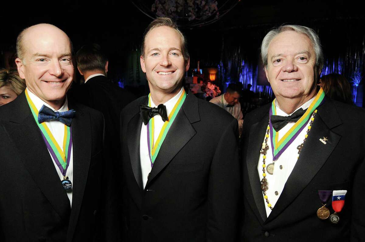 From left: Honorees David L. Callender, State Rep. Craig Eiland and Ben G. Raimer at the San Luis Salute hosted by Paige and Tilman Fertitta in Galveston Friday Feb. 12,2010.(Dave Rossman Photo)
