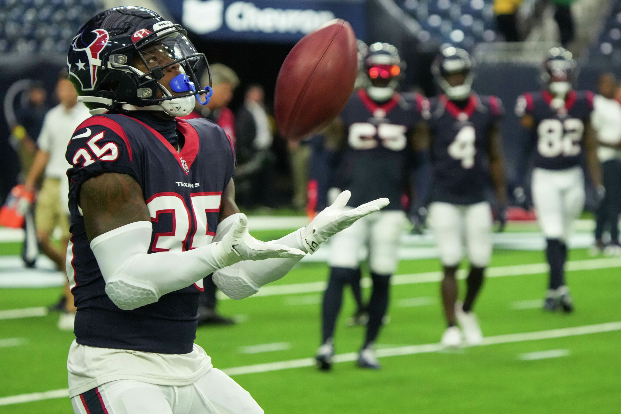 Houston Texans defensive back Grayland Arnold (35) looks to defend during  an NFL preseason game against the San Francisco 49ers on Thursday, August  25, 2022, in Houston. (AP Photo/Matt Patterson Stock Photo - Alamy