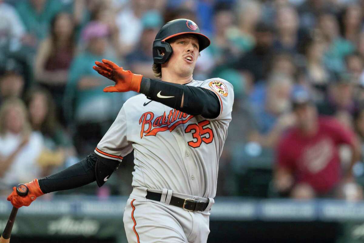 Orioles catcher Adley Rutschman, who owns the majors’ second-highest on-base percentage since the All-Star break, has emerged as a Rookie of the Year candidate.