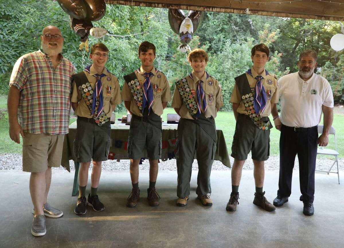 New Eagle Scouts Alex Rigdon, Alex Rogg, Alex Thibodeau, and Ryan Zimmitti. The new Eagle Scouts are: Alex Rigdon, Alex Rogg, Alex Thibodeau, and Ryan Zimmitti, with New Milford Mayor Pete Bass and State Rep. Bill Buckbee.