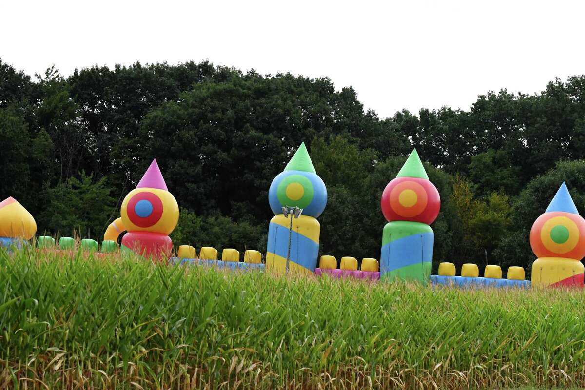 The Big Bounce America bounce house attraction is installed at the Ellms Family Farm on Friday, August 26, 2022 in Ballston Spa, NY.  The attraction operates from Friday to Sunday.