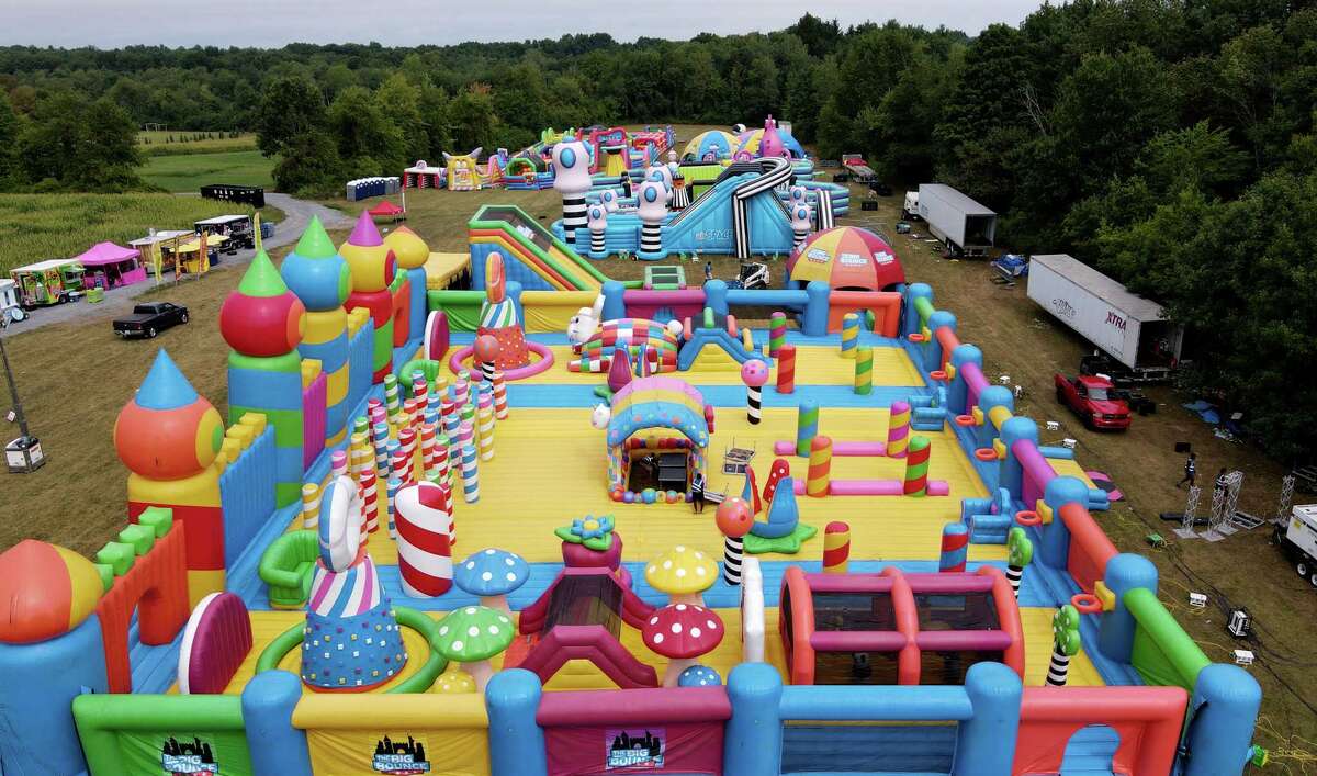 The Big Bounce America bounce house attraction is installed at the Ellms Family Farm on Friday, August 26, 2022 in Ballston Spa, NY.  The attraction operates from Friday to Sunday.